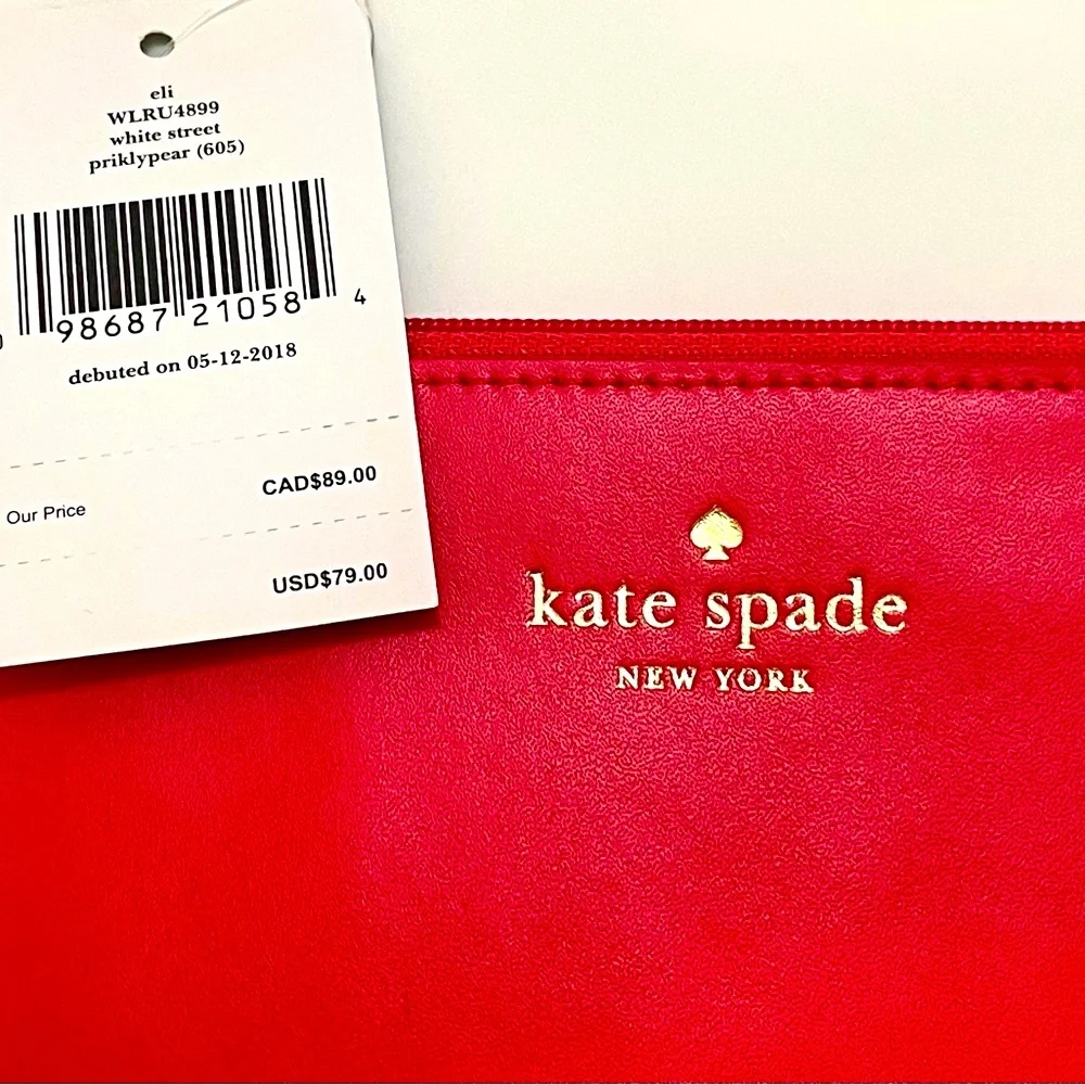 Kate Spade Red Eli White Street Leather Wristlet Clutch Pouch (2018) ~ NWT - Picture 4 of 8